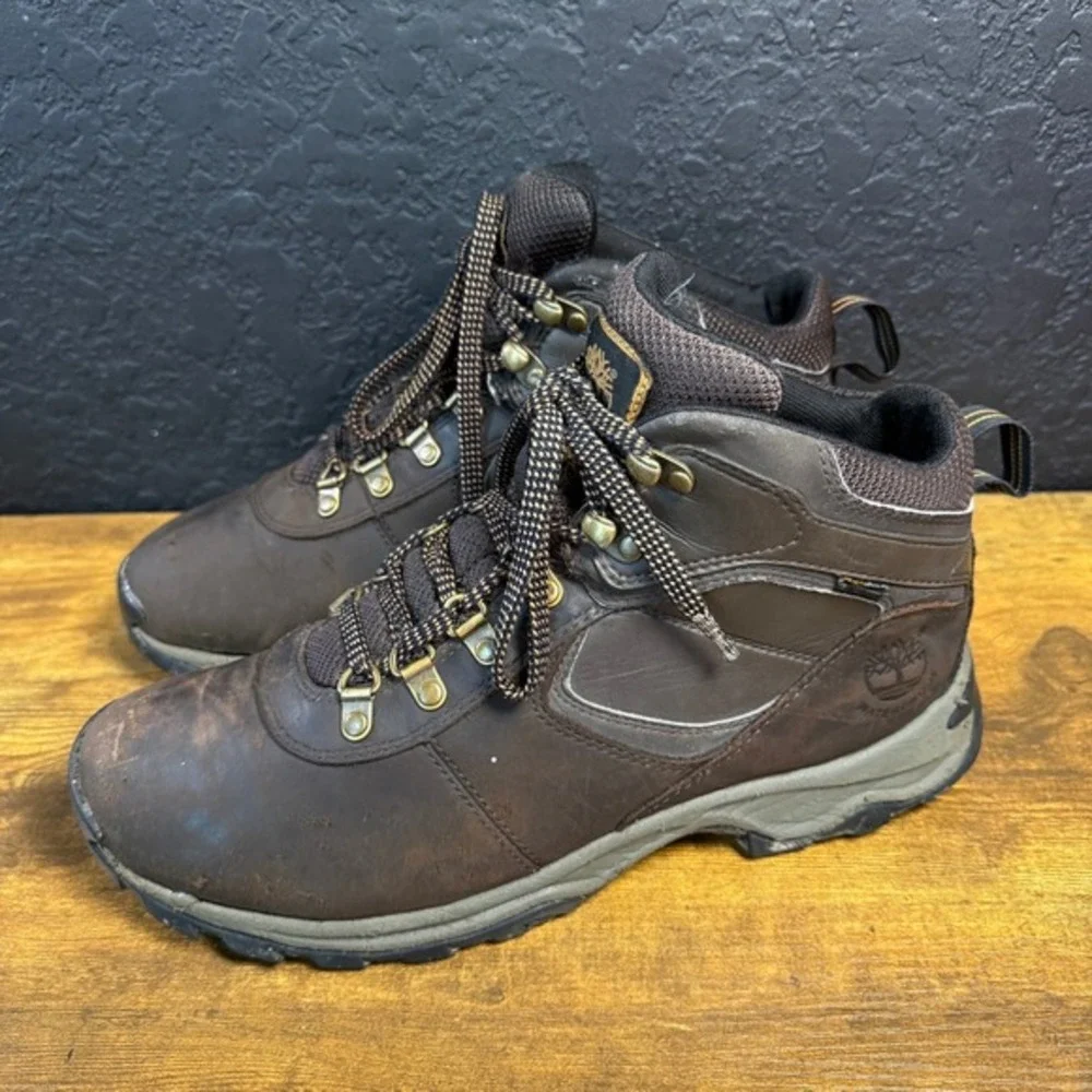 Timberland White Ledge 12135 Brown Leather Waterproof Hiking Boots Mens 9.5‎